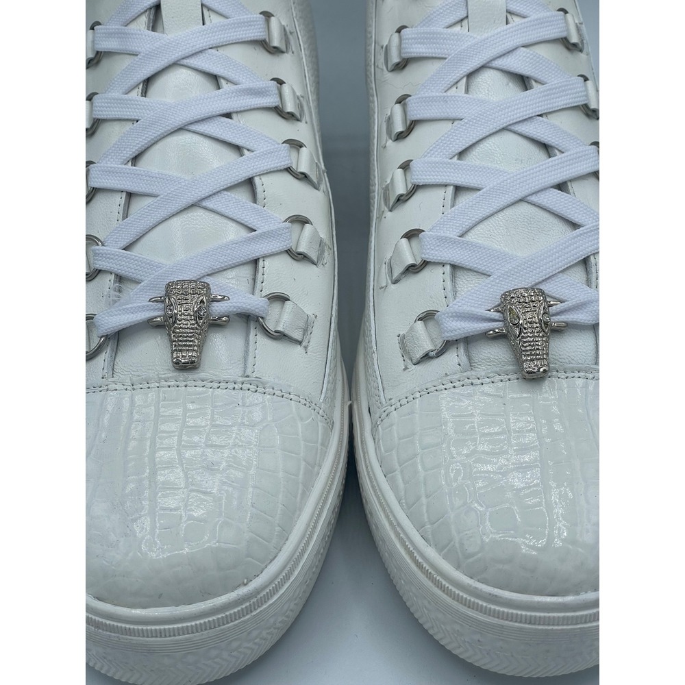 Belvedere Angelo White Crocodile Calf Leather High Top Sneakers Mens 8 33683 - Picture 3 of 8